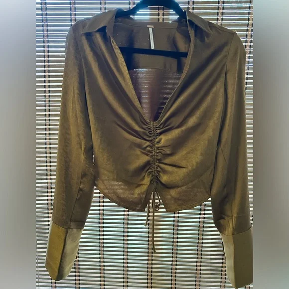 Elegant Copper Ruched Blouse - Picture 1 of 4